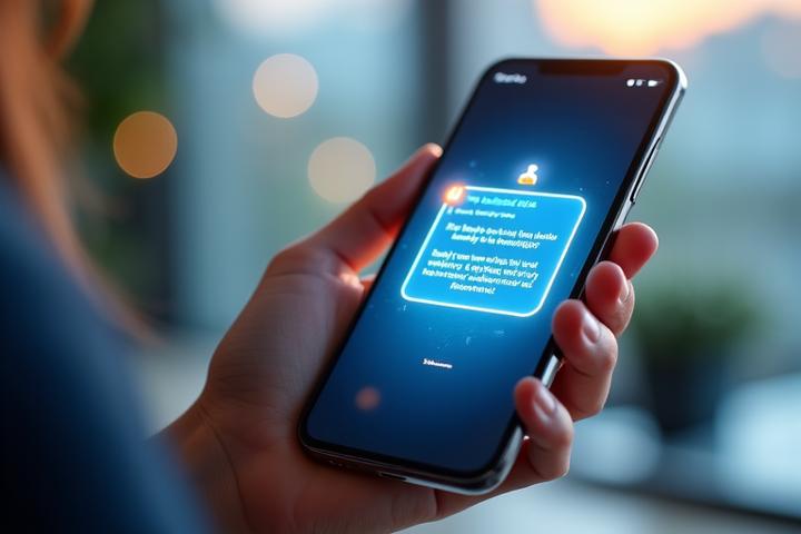 Person interacting with an AI chatbot on a mobile phone screen, showing a smooth and helpful conversation flow for job applicants
